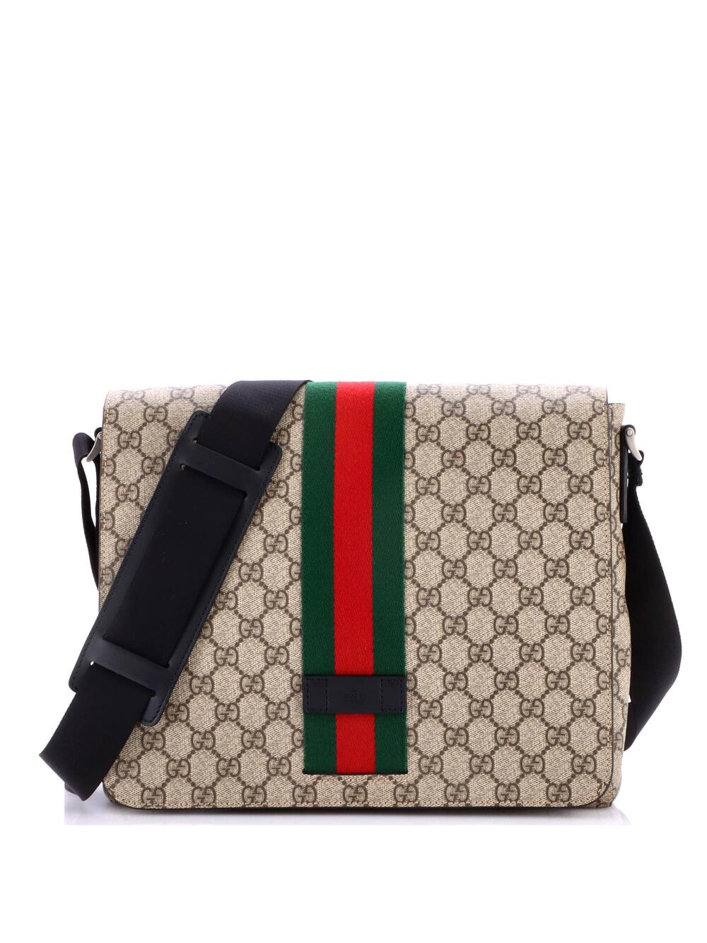 Gucci Web Flap Messenger Bag Gg Coated #370316G12B